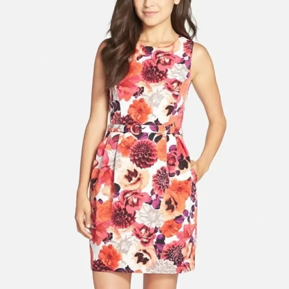Eliza J floral print faille tulip dress, 6